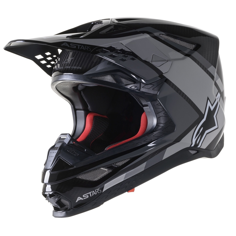 Alpinestars S-M10 Carbon Meta2 motokrossz bukósisak fekete-szürke fényes