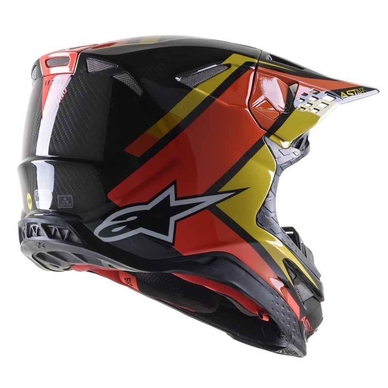 Alpinestars S-M10 Carbon Meta2 motokrossz bukósisak fekete-sárga-narancssárga fényes
