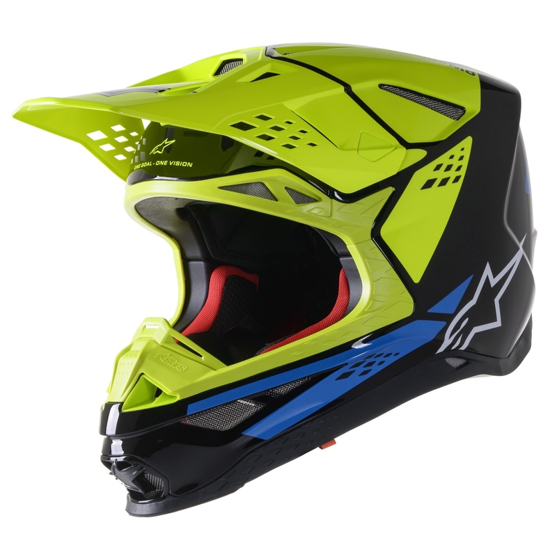 Alpinestars Supertech S-M8 Factory motokrossz bukósisak fekete-fluo sárga-kék fényes