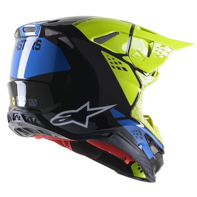 Alpinestars Supertech S-M8 Factory motokrossz bukósisak fekete-fluo sárga-kék fényes