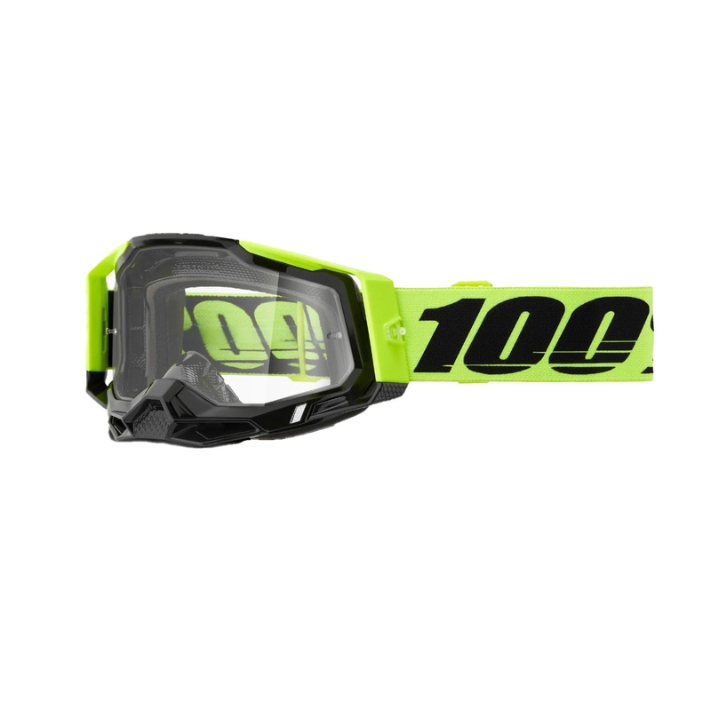 Motocross szemüveg 100% RACECRAFT 2 fluo sárga (átlátszó szemellenző)