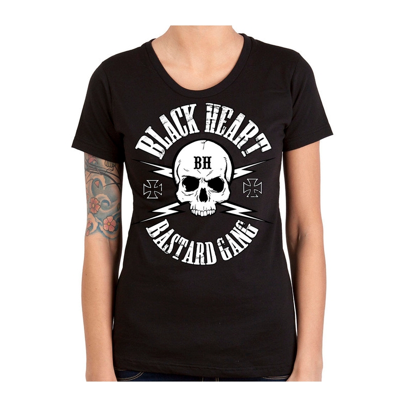 Női póló Black Heart Bastard Skull