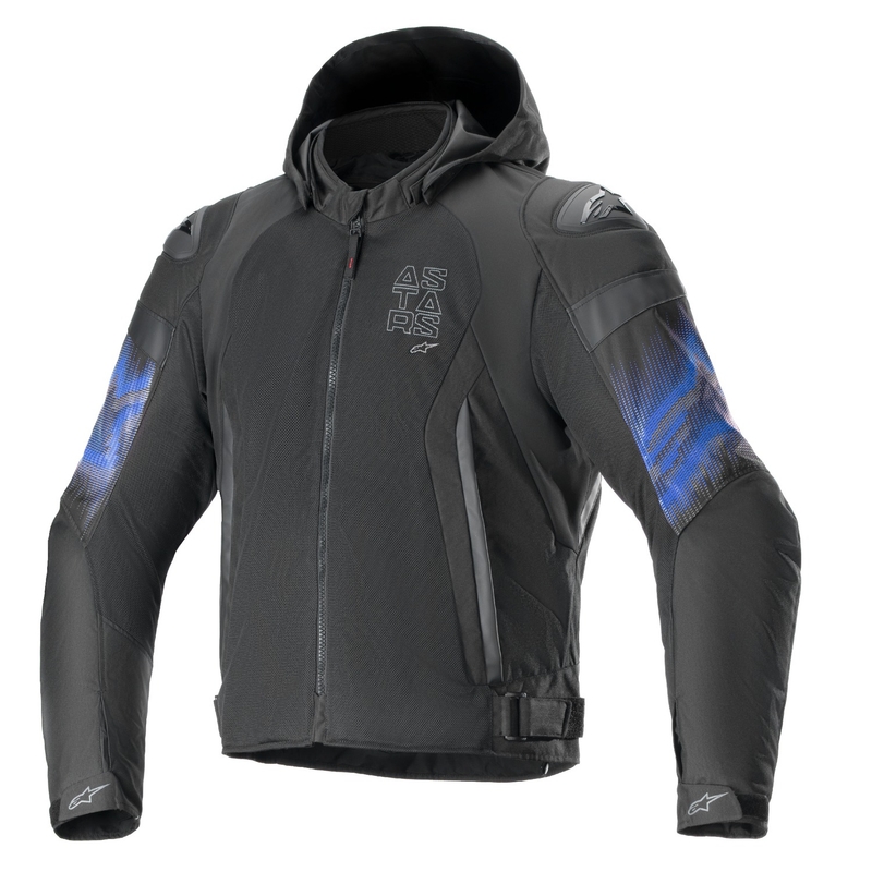 Alpinestars Zaca Air Venom Waterproof motoros kabát fekete-fluo kék