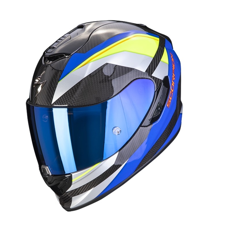 Scorpion Exo-1400 Carbon Air Legione zárt bukósisak kék-fluo sárga - II. minőség