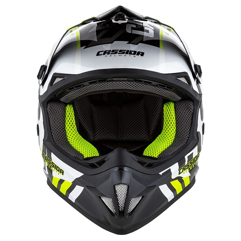 Cassida Cross Cup Sonic Junior gyerek motocross sisak fekete-fehér-fluo-sárga-szürke