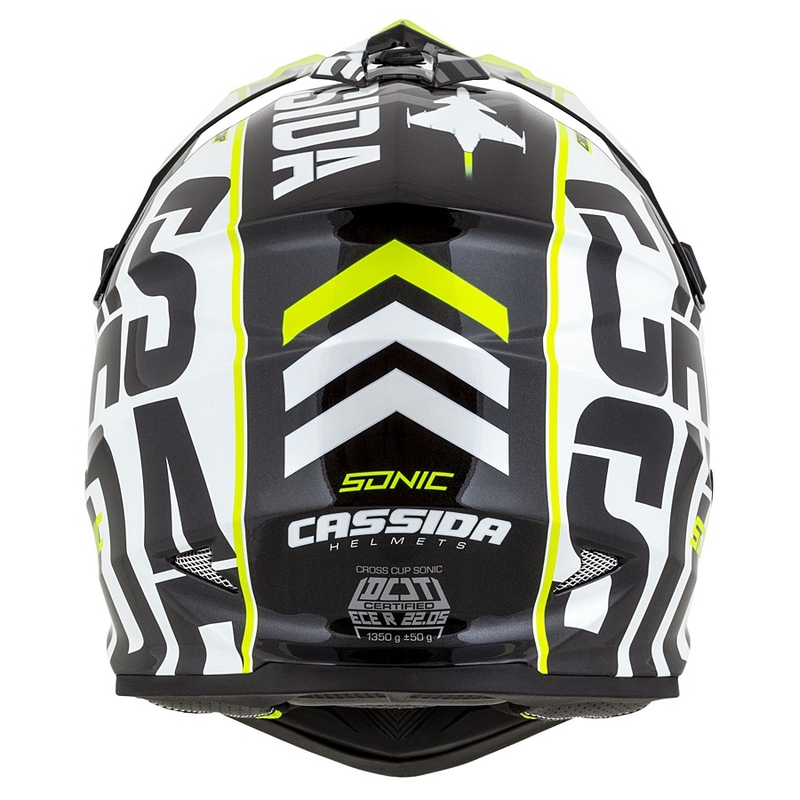 Cassida Cross Cup Sonic Junior gyerek motocross sisak fekete-fehér-fluo-sárga-szürke