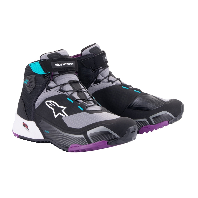 Alpinestars Stella CR-X Drystar női motoros cipő fekete-szürke-lila-türkiz