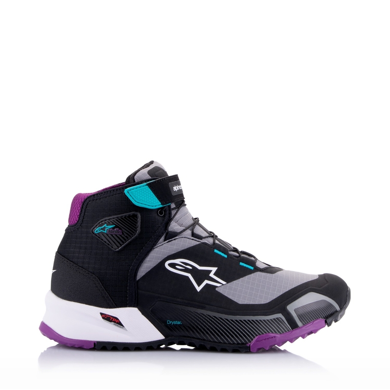 Alpinestars Stella CR-X Drystar női motoros cipő fekete-szürke-lila-türkiz