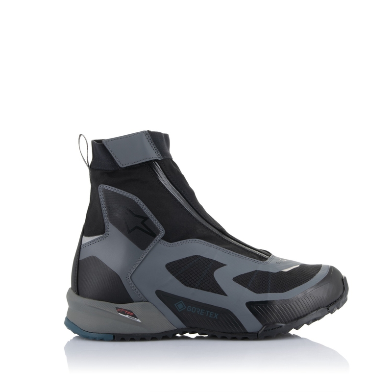 Alpinestars CR-8 Gore-Tex motorkerékpár csizma fekete-szürke-kék