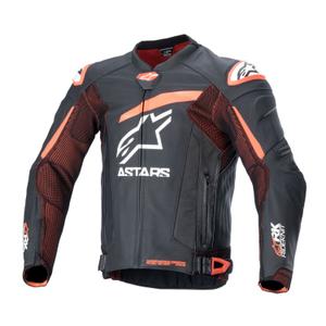 Alpinestars GP Plus R 4 Rideknit bőr motorkerékpár kabát fekete-fluo piros-fehér