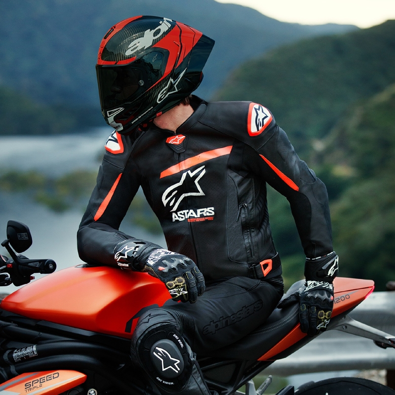 Alpinestars GP plus R 4 Airflow bőr motorkerékpár kabát fekete-fluo piros-fehér