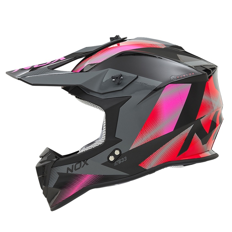NOX N633 női motokrossz bukósisak fluo rózsaszín-piros-szürke