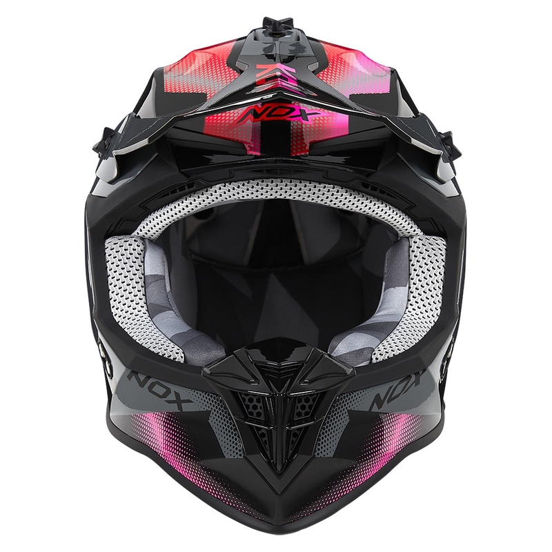 NOX N633 női motokrossz bukósisak fluo rózsaszín-piros-szürke