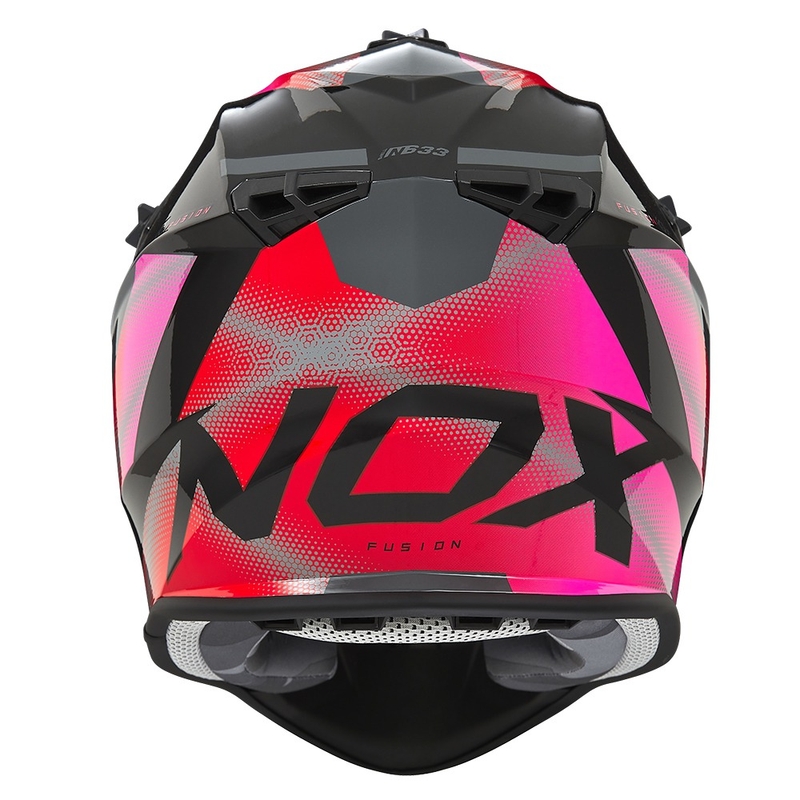 NOX N633 női motokrossz bukósisak fluo rózsaszín-piros-szürke