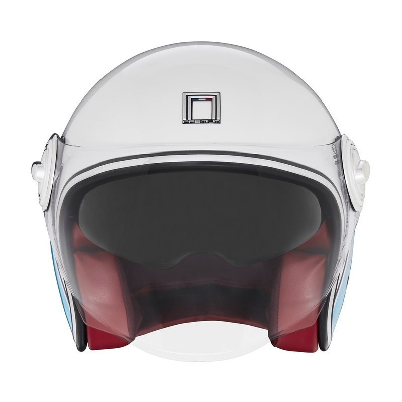 NOX PREMIUM Heritage nyitott bukósisak fehér-kék-piros