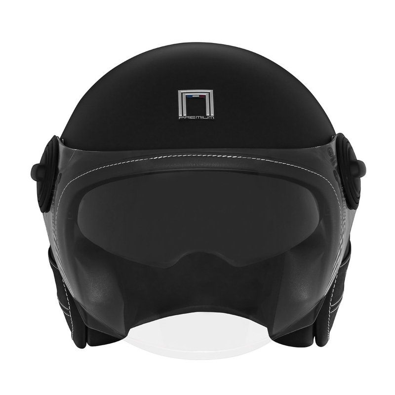 NOX PREMIUM Heritage nyitott motoros bukósisak fekete bőr