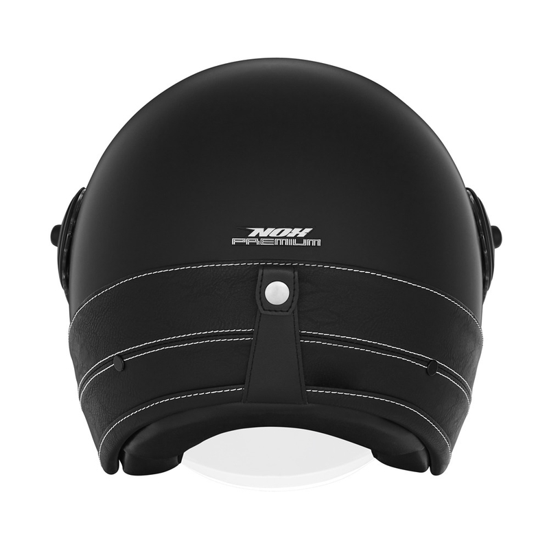 NOX PREMIUM Heritage nyitott motoros bukósisak fekete bőr