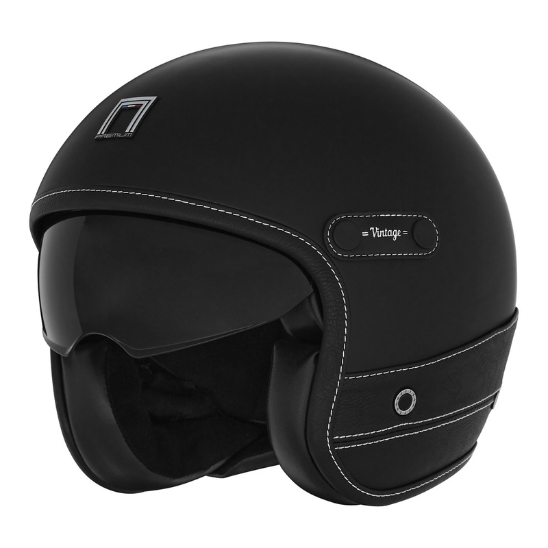 NOX PREMIUM Heritage nyitott motoros bukósisak fekete bőr