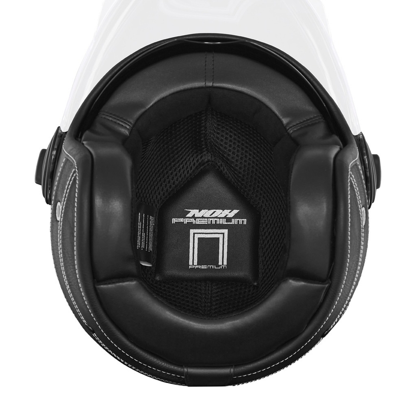 NOX PREMIUM Heritage nyitott motoros bukósisak fekete bőr