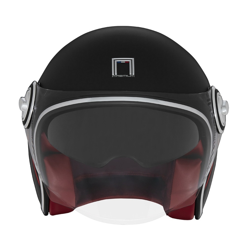 NOX PREMIUM Heritage nyitott motoros bukósisak matt fekete-piros-fehér