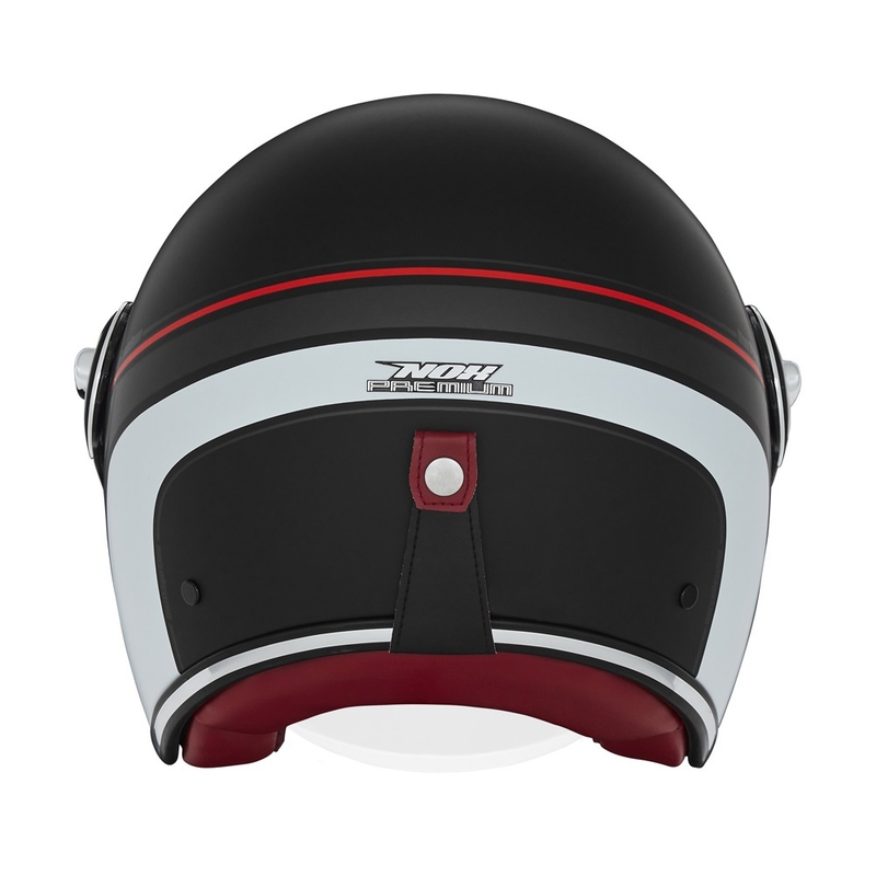 NOX PREMIUM Heritage nyitott motoros bukósisak matt fekete-piros-fehér
