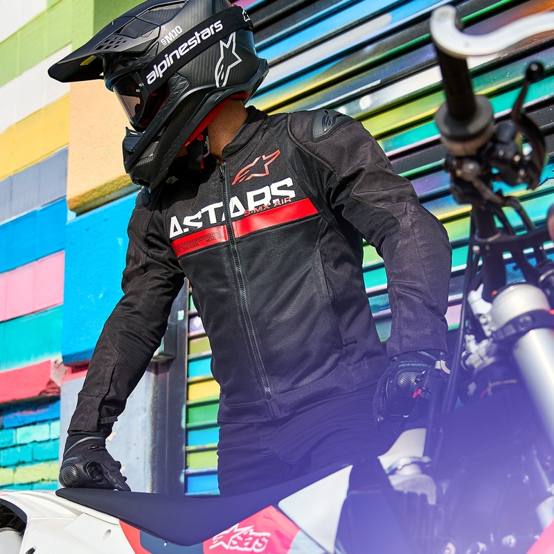 Alpinestars SMX Air motoros kabát fekete-fluo piros