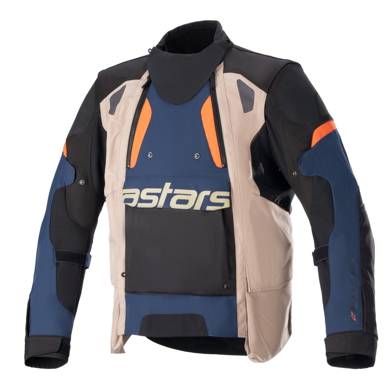 Alpinestars Halo Drystar motoros kabát sötétkék-khaki-narancssárga-fekete