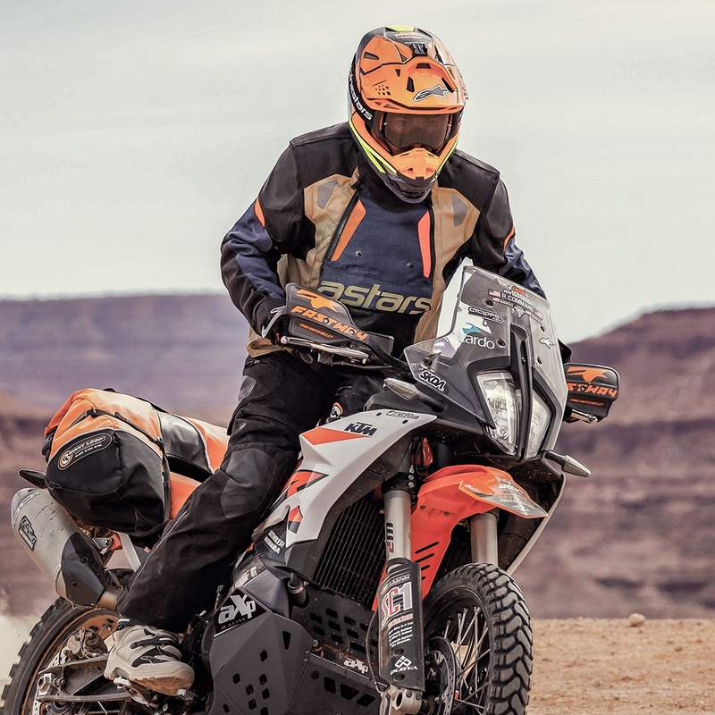 Alpinestars Halo Drystar motoros kabát sötétkék-khaki-narancssárga-fekete