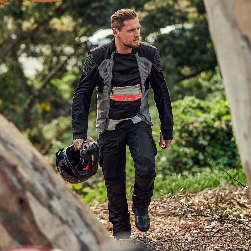 Alpinestars Halo Drystar motoros kabát világosszürke-sötétszürke-fekete-fluo piros