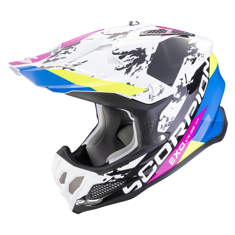 Scorpion VX-22 Air CX motokrossz bukósisak fehér-fekete-kék kiárusítás