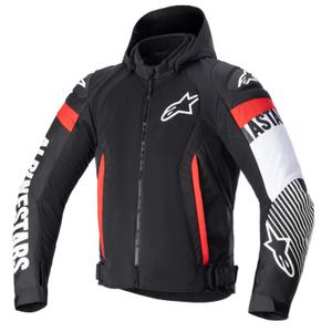Alpinestars Zaca Air Waterproof motoros kabát fekete-fehér-fluo piros