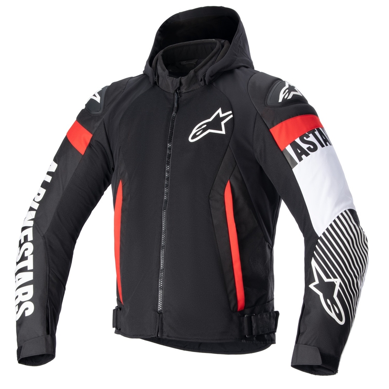 Alpinestars Zaca Air Waterproof motoros kabát fekete-fehér-fluo piros