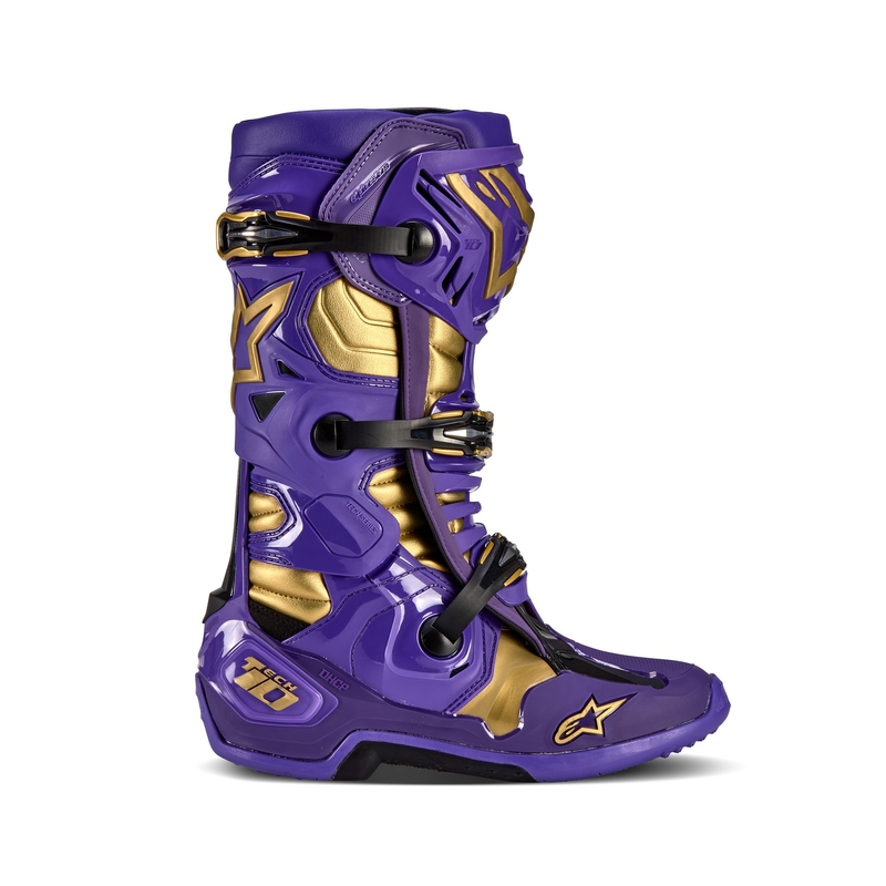 Alpinestars Tech 10 limitált kiadás Champ motoros csizma lila-arany