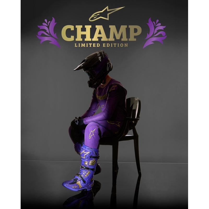 Alpinestars Tech 10 limitált kiadás Champ motoros csizma lila-arany