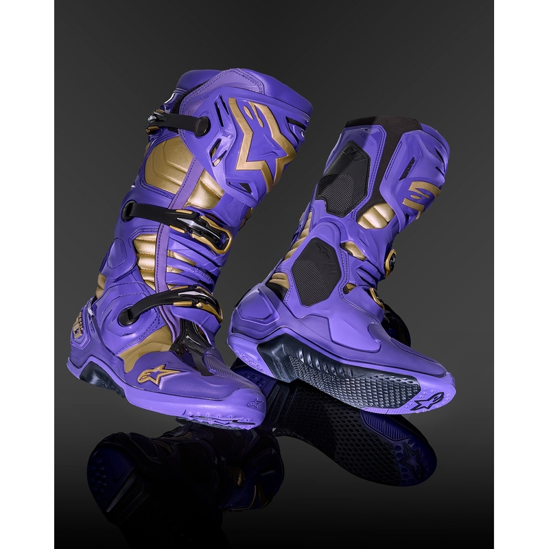 Alpinestars Tech 10 limitált kiadás Champ motoros csizma lila-arany