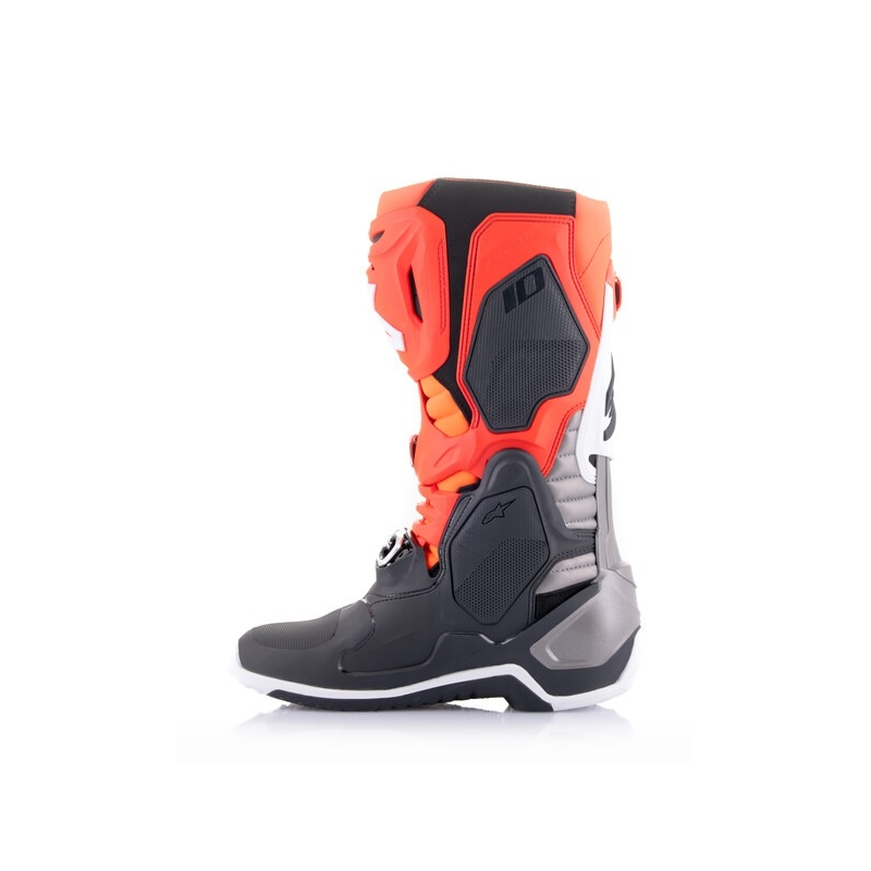 Alpinestars Tech 10 motoros csizma narancssárga-sárga-lila-fehér-fekete