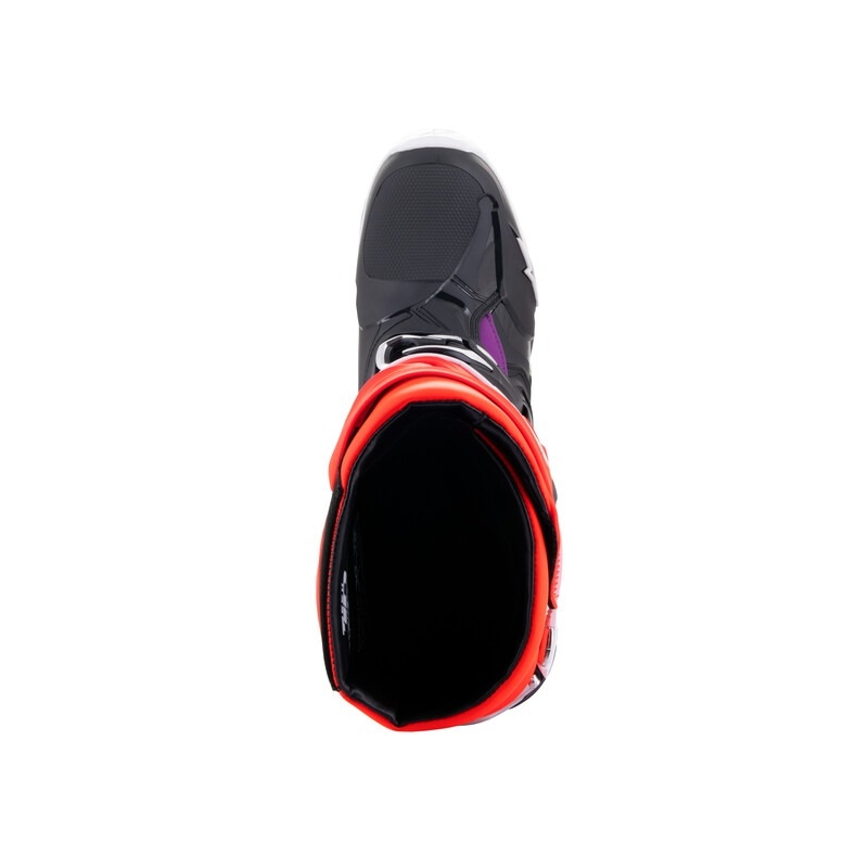 Alpinestars Tech 10 motoros csizma narancssárga-sárga-lila-fehér-fekete
