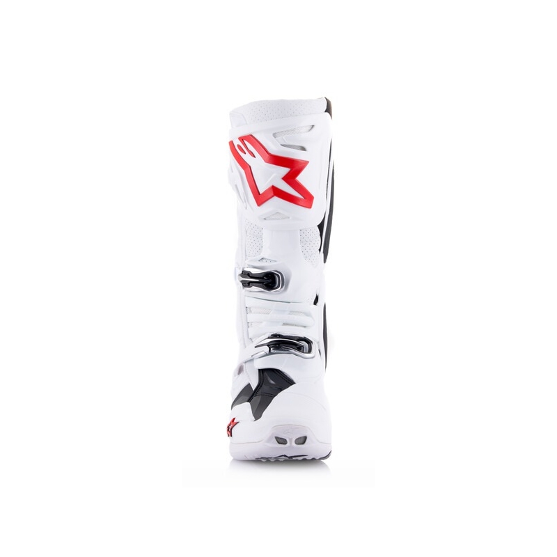 Alpinestars Tech 10 Supervented perforált motoros csizma fehér-piros-fekete