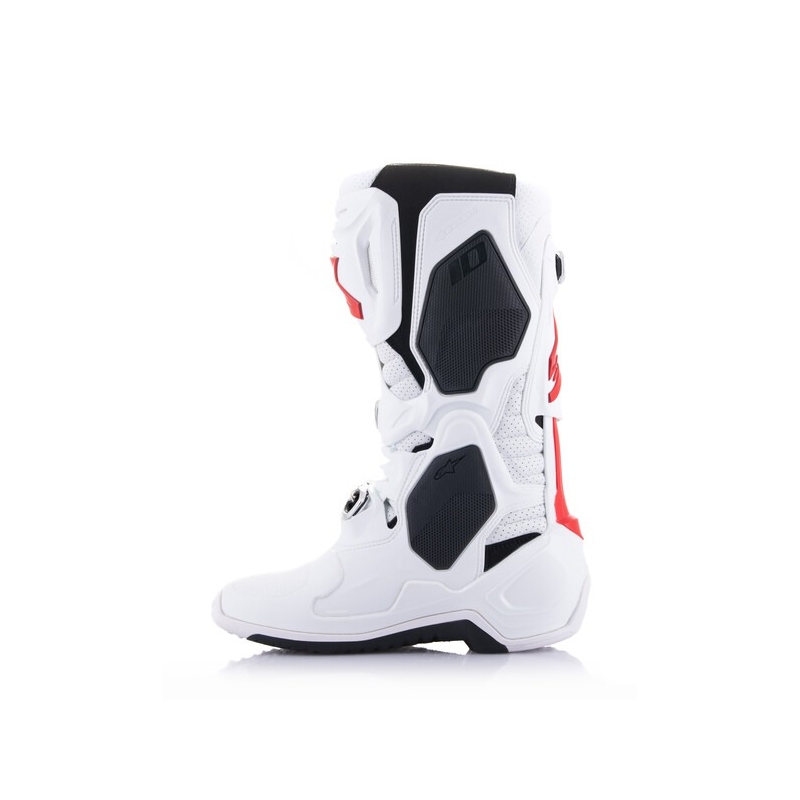 Alpinestars Tech 10 Supervented perforált motoros csizma fehér-piros-fekete