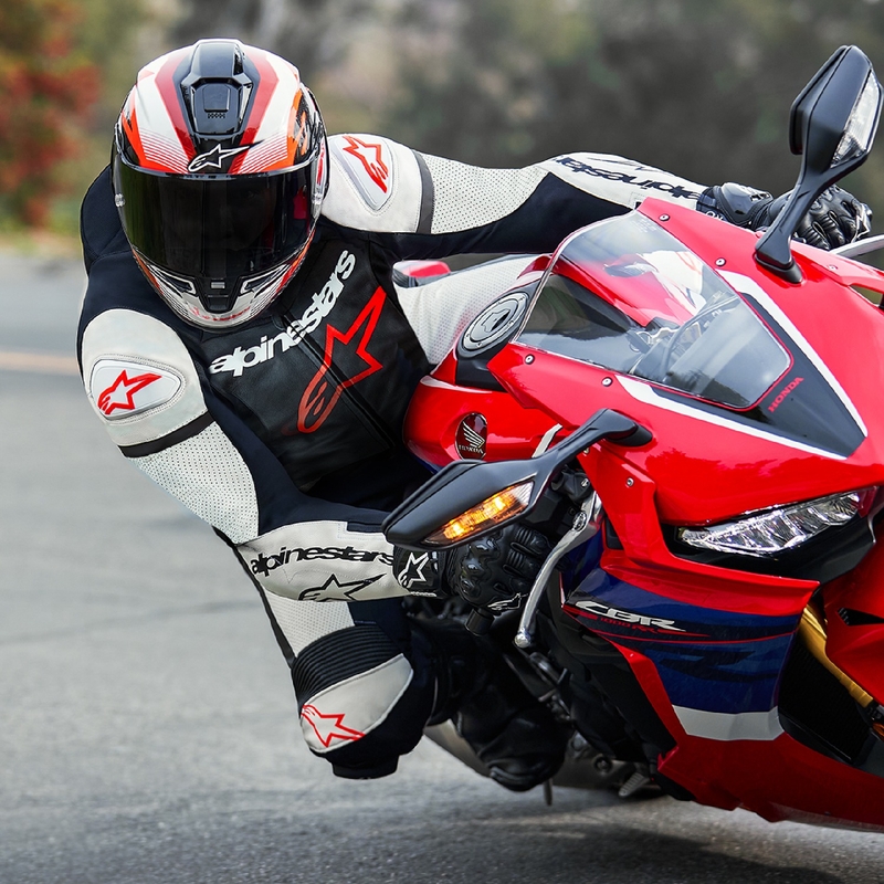 Alpinestars GP Force Lurv egyrészes motoros bőroverál fluo piros-fehér-fekete