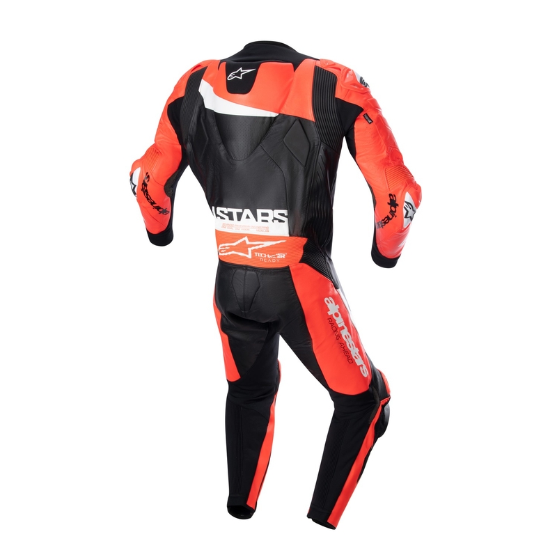 Alpinestars GP Plus 4 - TECH-AIR kompatibilis egyrészes bőr overál fekete-fluo piros-fehér kiárusítás
