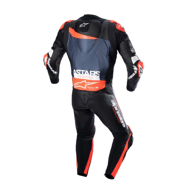 Alpinestars GP Plus 4 - TECH-AIR kompatibilis egyrészes bőr overál fekete-fluo piros-sötétkék