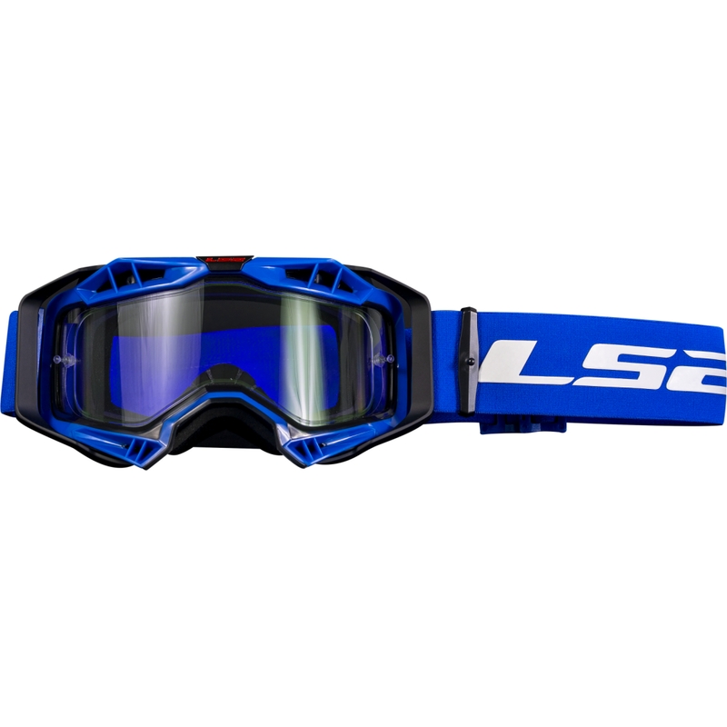 LS2 Aura Enduro motocross szemüveg fekete-kék átlátszó plexi