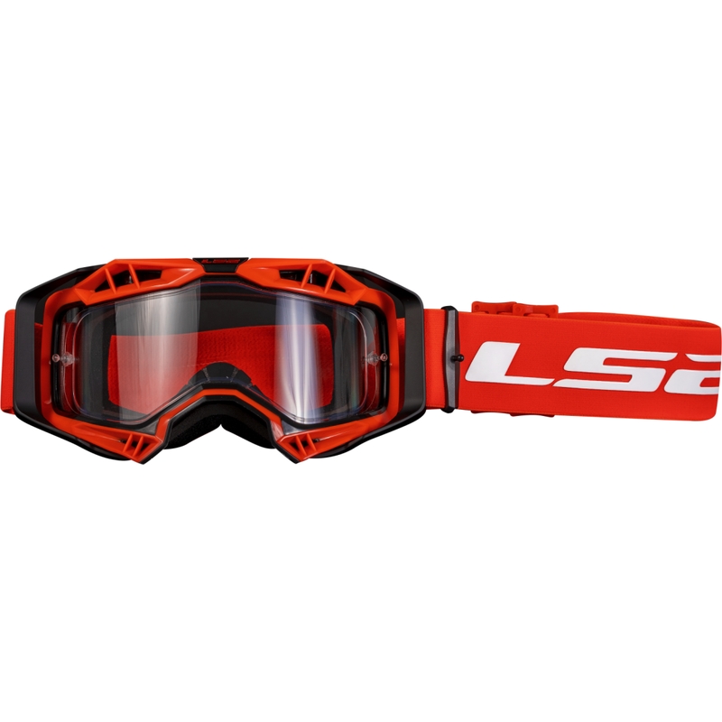 LS2 Aura Enduro motocross szemüveg piros átlátszó plexi
