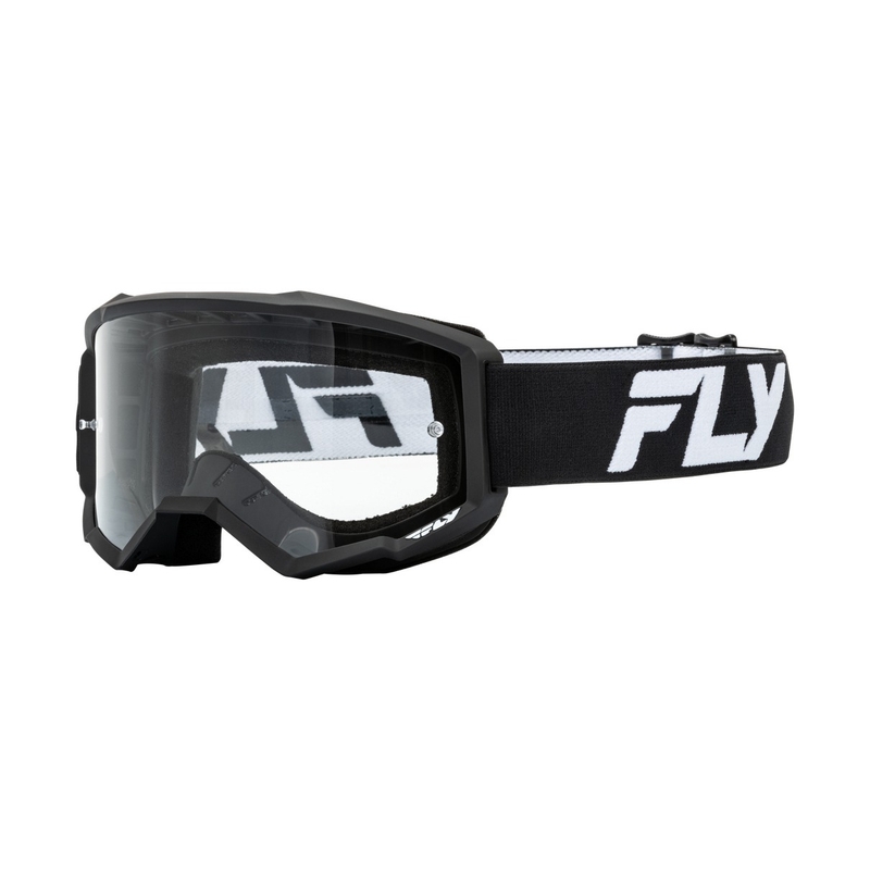 FLY Racing Focus motocross szemüveg fekete-fehér, átlátszó plexivel