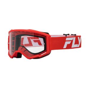 FLY Racing Focus gyerek motokrossz szemüveg piros-fehér, átlátszó plexive