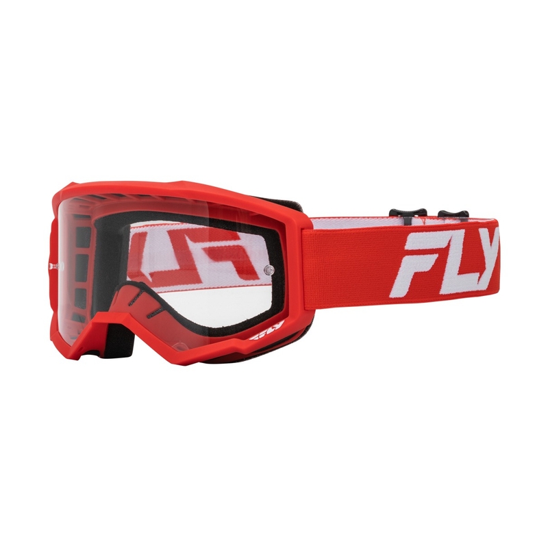 FLY Racing Focus gyerek motokrossz szemüveg piros-fehér, átlátszó plexive