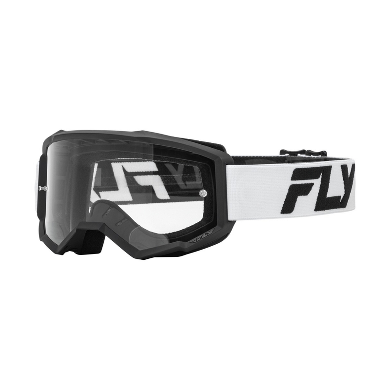 FLY Racing Focus gyerek motokrossz szemüveg fehér-fekete, átlátszó plexive