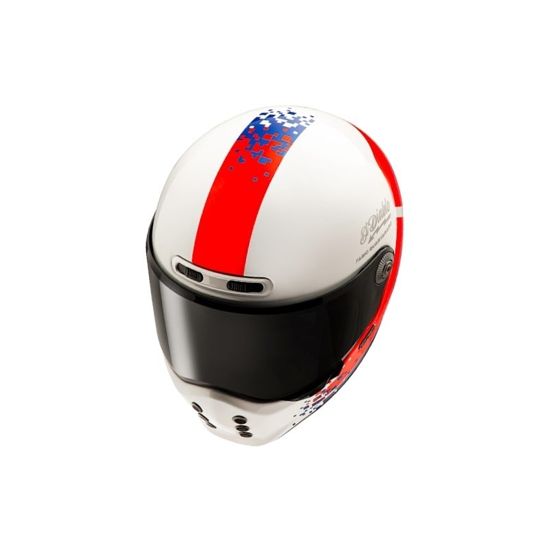 HJC V10 Fabio Quartararo 20 Retro zárt motoros bukósisak fehér-piros-kék