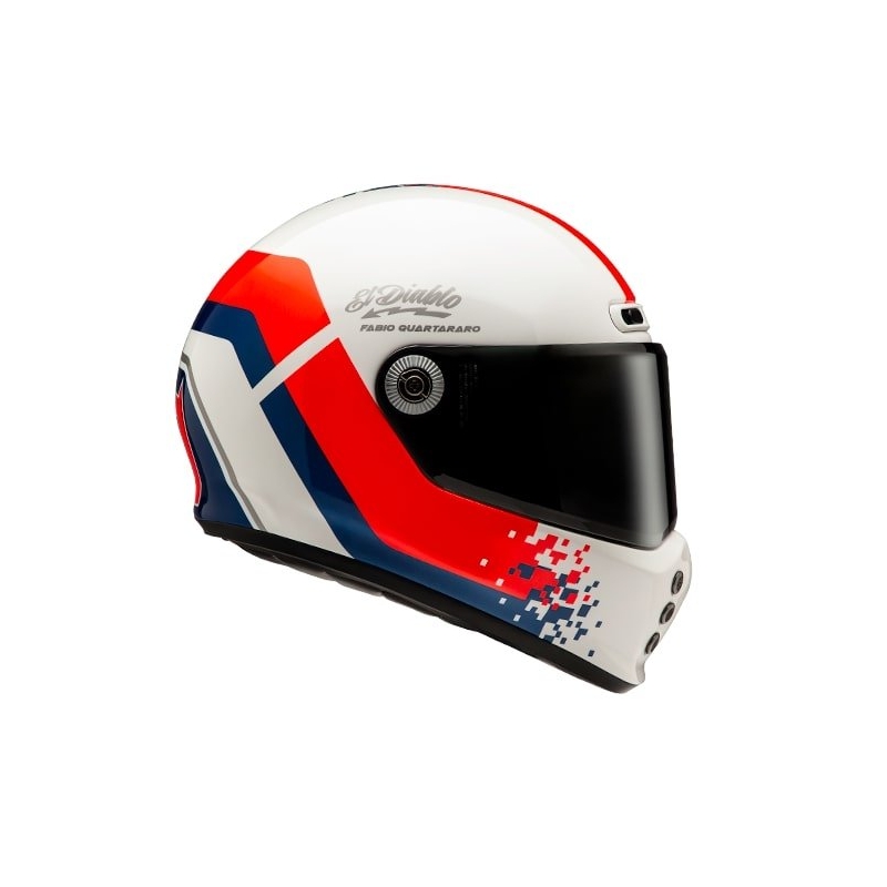 HJC V10 Fabio Quartararo 20 Retro zárt motoros bukósisak fehér-piros-kék